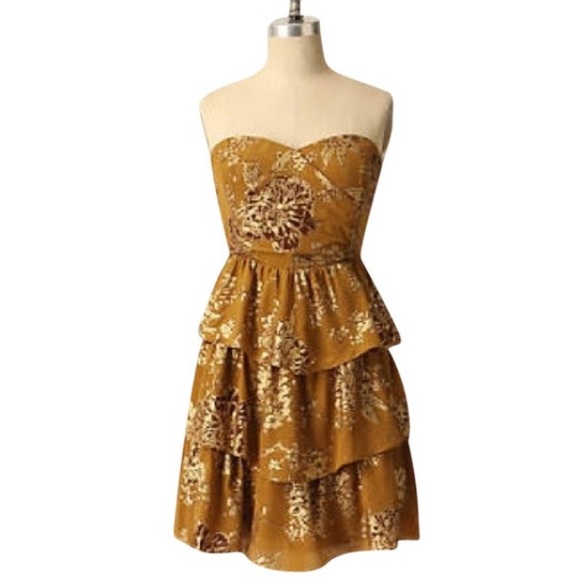 Moulinette Soeurs Dresses & Skirts - Moulinette Soeurs Silk Anthropologie Gold Dress 4